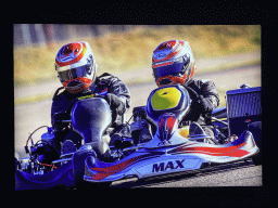 Photograph of Max Verstappen and someone else in karts in 2008, at the `Vleugels to the Max` exhibition at the Koepelgevangenis building