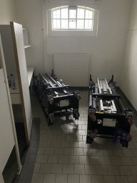 Interior of a prison cell at the Koepelgevangenis building, during the `Vleugels to the Max` exhibition