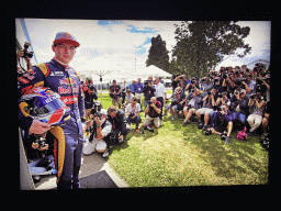 Photograph of Max Verstappen and the press at his Formula 1 debut at Melbourne in 2015, at the `Vleugels to the Max` exhibition at the Koepelgevangenis building