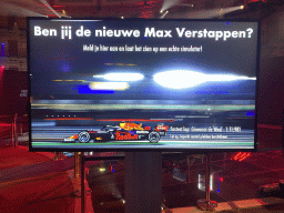 Screen at the race simulator at the `Vleugels to the Max` exhibition at the Koepelgevangenis building