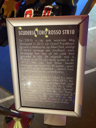 Explanation on the Scuderia Toro Rosso STR10 Formula 1 car at the `Vleugels to the Max` exhibition at the Koepelgevangenis building