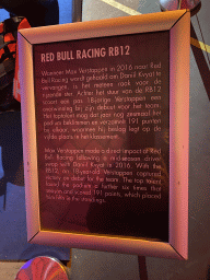 Explanation on the Red Bull Racing RB12 Formula 1 car at the `Vleugels to the Max` exhibition at the Koepelgevangenis building