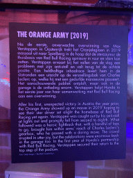 Explanation on the photograph of Max Verstappen in a Formula 1 car and the `Orange Army` in 2019, at the `Vleugels to the Max` exhibition at the Koepelgevangenis building