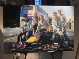 Photograph of the Red Bull Junior Team with Carlos Sainz Jr., Brendon Hartley, Jean-Eric Vergne, Daniil Kvyat and Daniel Ricciardo in 2010, at the `Vleugels to the Max` exhibition at the Koepelgevangenis building