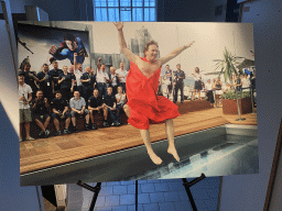 Photograph of Christian Horner jumping into the pool in Monaco in 2006, at the `Vleugels to the Max` exhibition at the Koepelgevangenis building