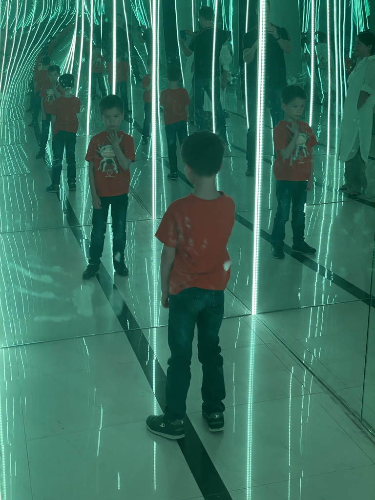 Tim, Miaomiao and Max at the mirror room at the SuperNova Experience museum