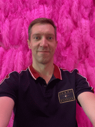Tim with a pink wall at the SuperNova Experience museum