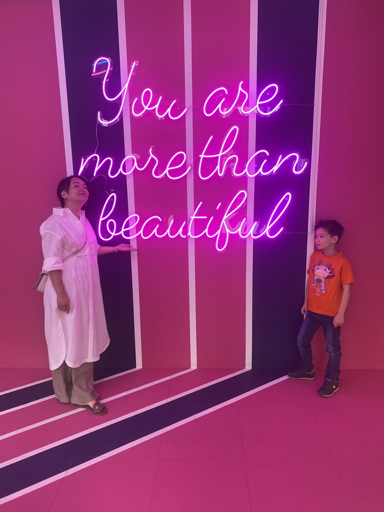 Miaomiao and Max at the lobby of the SuperNova Experience museum