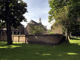 Back side of the Begijnhof building and the Waalse Kerk Breda church, viewed from the Stadspark Valkenberg