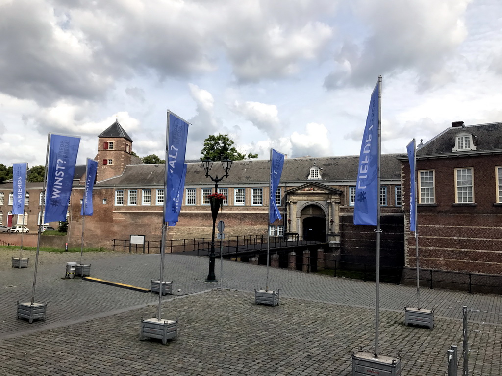 The Nassautoren tower and the Stadhouderspoort gate at the south side of the Breda Castle at the Kasteelplein square