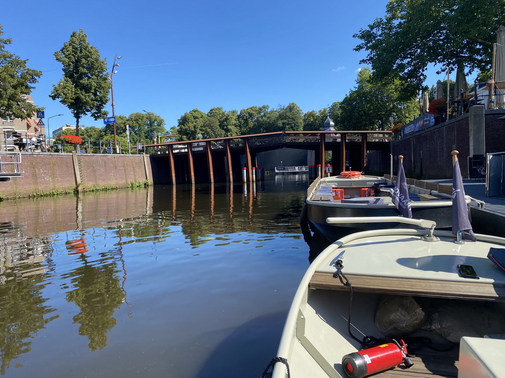 The Haven canal, the Hoge Brug bridge and the Spanjaardsgat gate, viewed from our tour boat