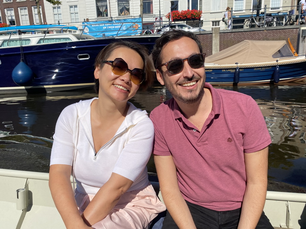 Miaomiao and our friend on our tour boat at the Haven canal