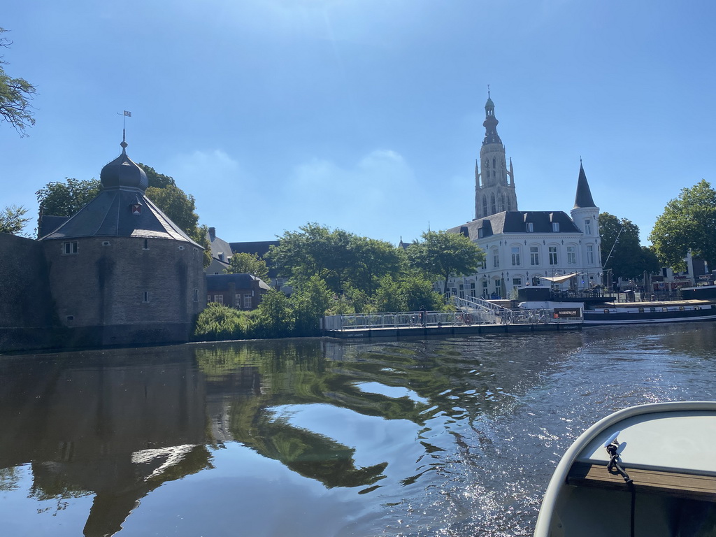 The Nieuwe Mark river, the Spanjaardsgat gate and the Grote Kerk church, viewed from our tour boat