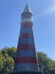 The piece of art `Lighthouse` at the Mark river, viewed from our tour boat