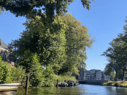 Boats and the Vierwindenbrug bridge over the Mark river, viewed from our tour boat