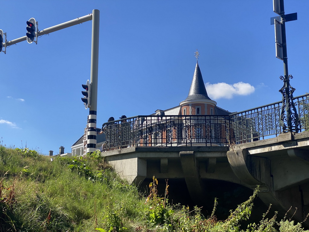 The Wilhelminabrug bridge over the Mark river and a building at the Wilhelminastraat street, viewed from our tour boat