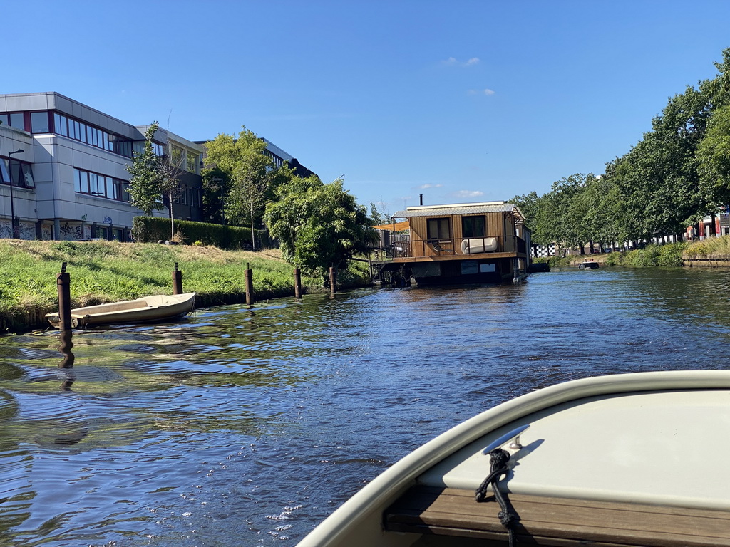 Boat and house on the Aa of Weerijs river, viewed from our tour boat