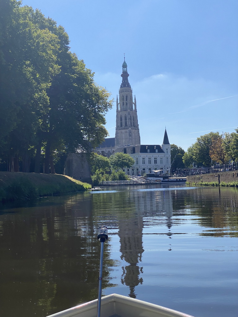 The Nieuwe Mark river, the Spanjaardsgat gate, the former Post Office and the Grote Kerk church, viewed from our tour boat