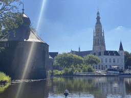 The Nieuwe Mark river, the Spanjaardsgat gate, the former Post Office and the Grote Kerk church, viewed from our tour boat