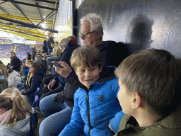 Max and his friend at the F9 grandstand of the Rat Verlegh Stadium, just before the match NAC Breda - FC Den Bosch