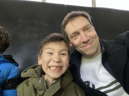 Tim and Max at the F9 grandstand of the Rat Verlegh Stadium, just before the match NAC Breda - FC Den Bosch