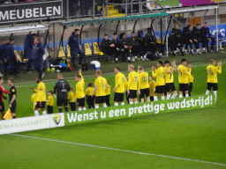Players of NAC Breda lining up on the field of the Rat Verlegh Stadium, just before the match NAC Breda - FC Den Bosch
