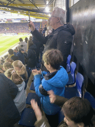 Max and his friend at the F9 grandstand of the Rat Verlegh Stadium, just before the match NAC Breda - FC Den Bosch