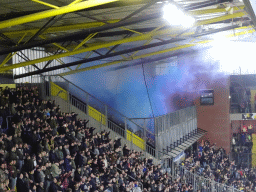 Smoke at the away grandstand of the Rat Verlegh Stadium, just before the match NAC Breda - FC Den Bosch