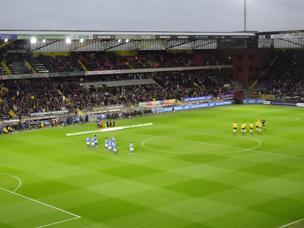 Players getting ready for the match on the field of the Rat Verlegh Stadium, just before the match NAC Breda - FC Den Bosch