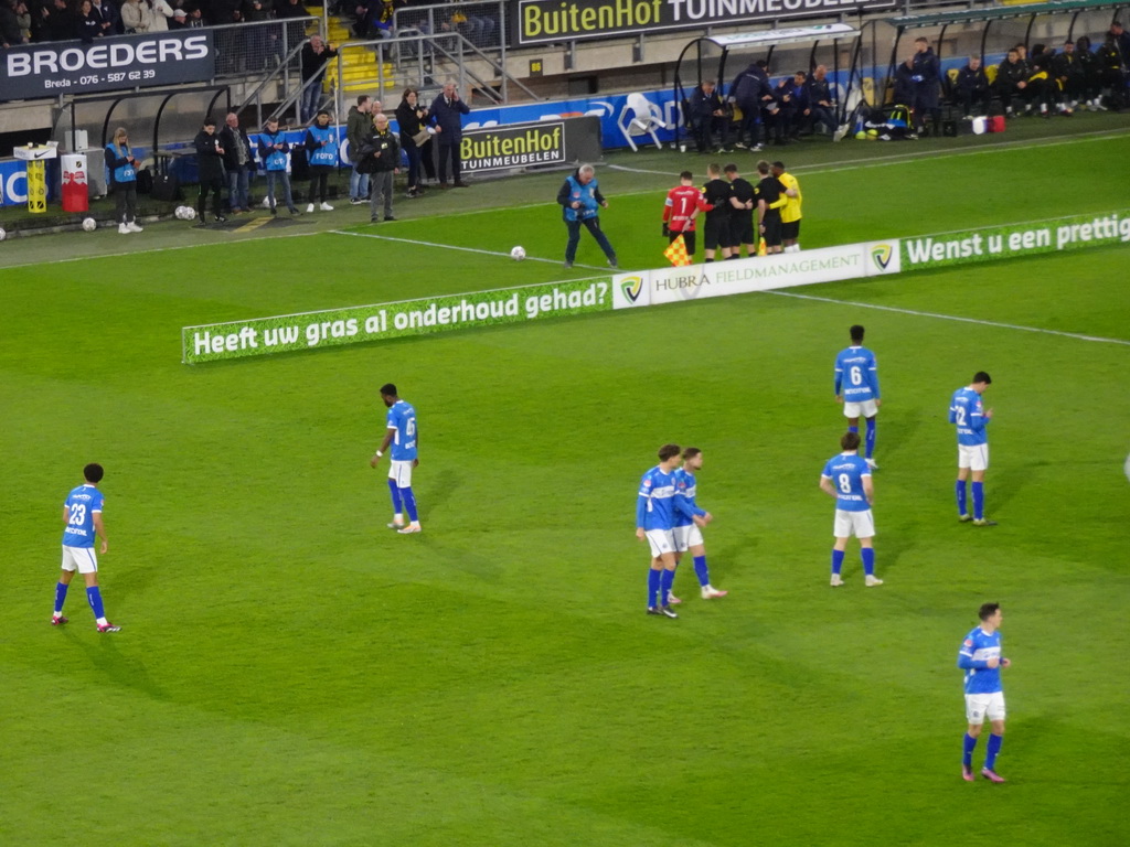 Players getting ready for the match on the field of the Rat Verlegh Stadium, just before the match NAC Breda - FC Den Bosch