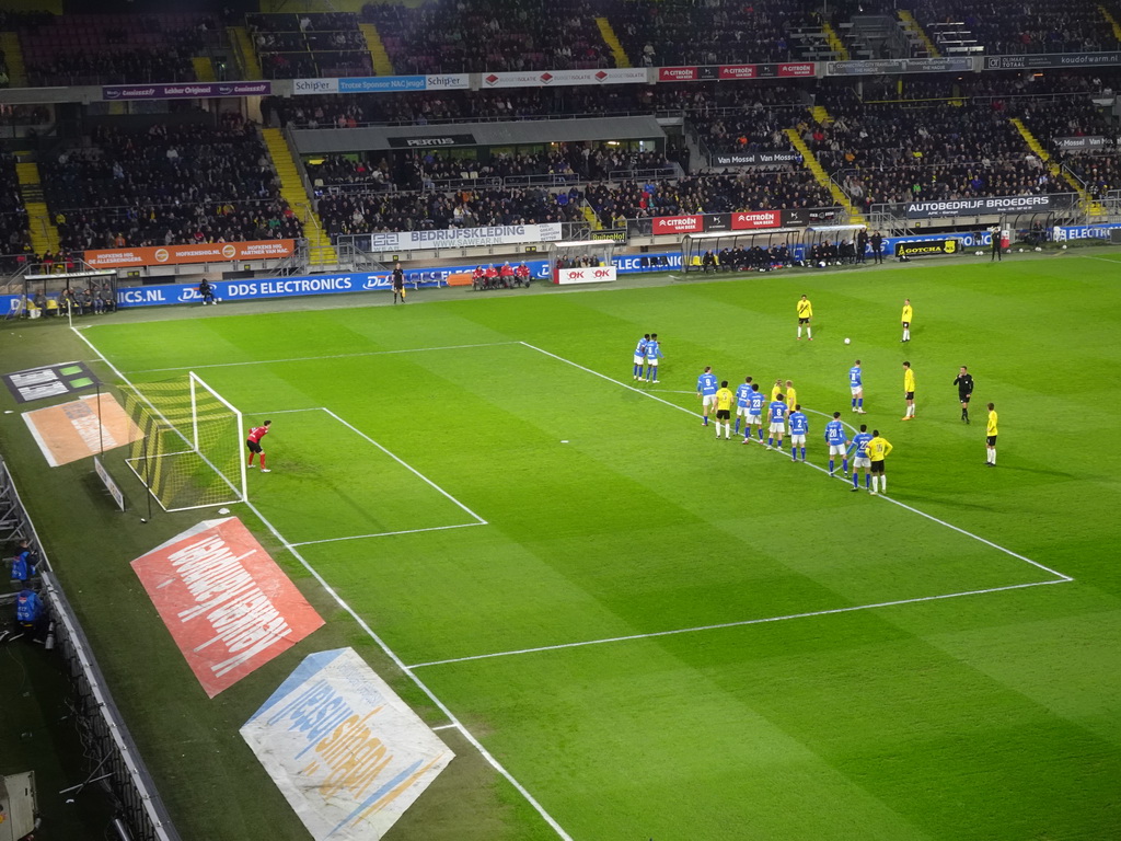 NAC Breda taking a free kick on the field of the Rat Verlegh Stadium, during the match NAC Breda - FC Den Bosch