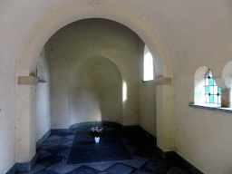 Interior of the burial chapel at the east side of the gardens of Bouvigne Castle