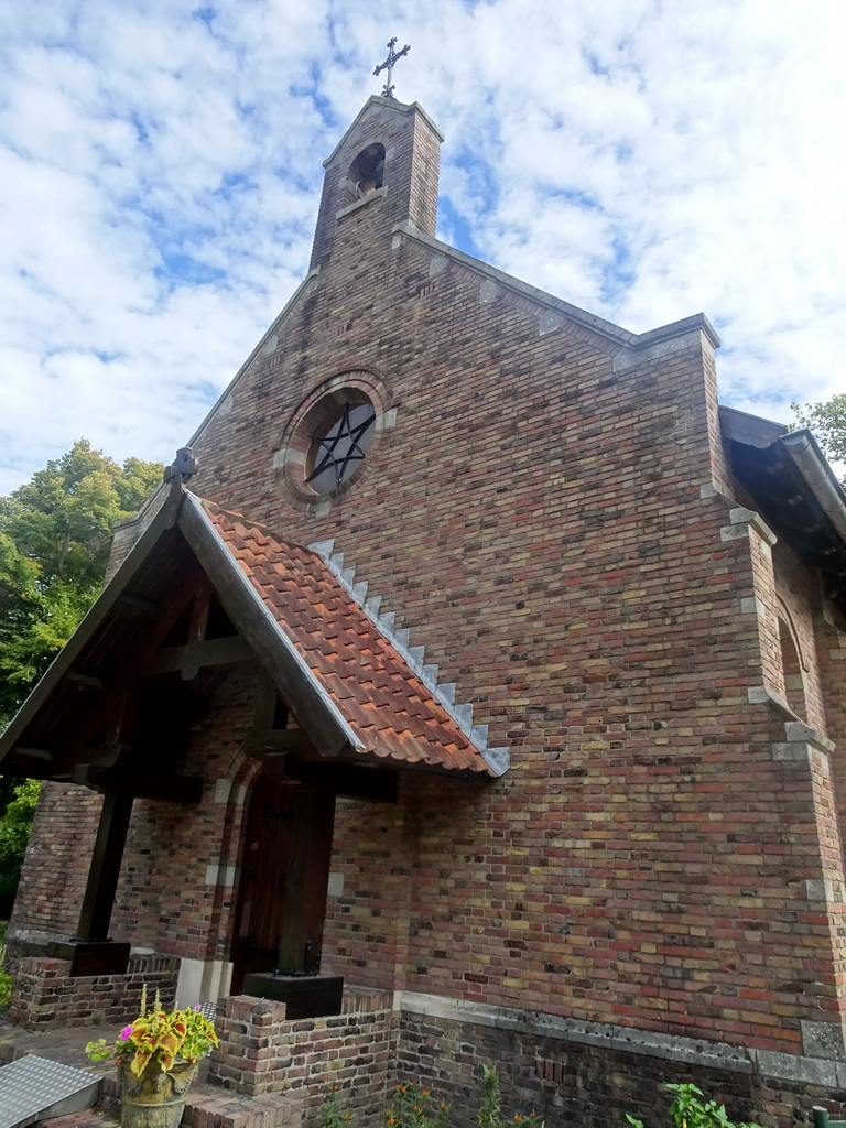 Right front side of the Chapel at the English Garden of Bouvigne Castle