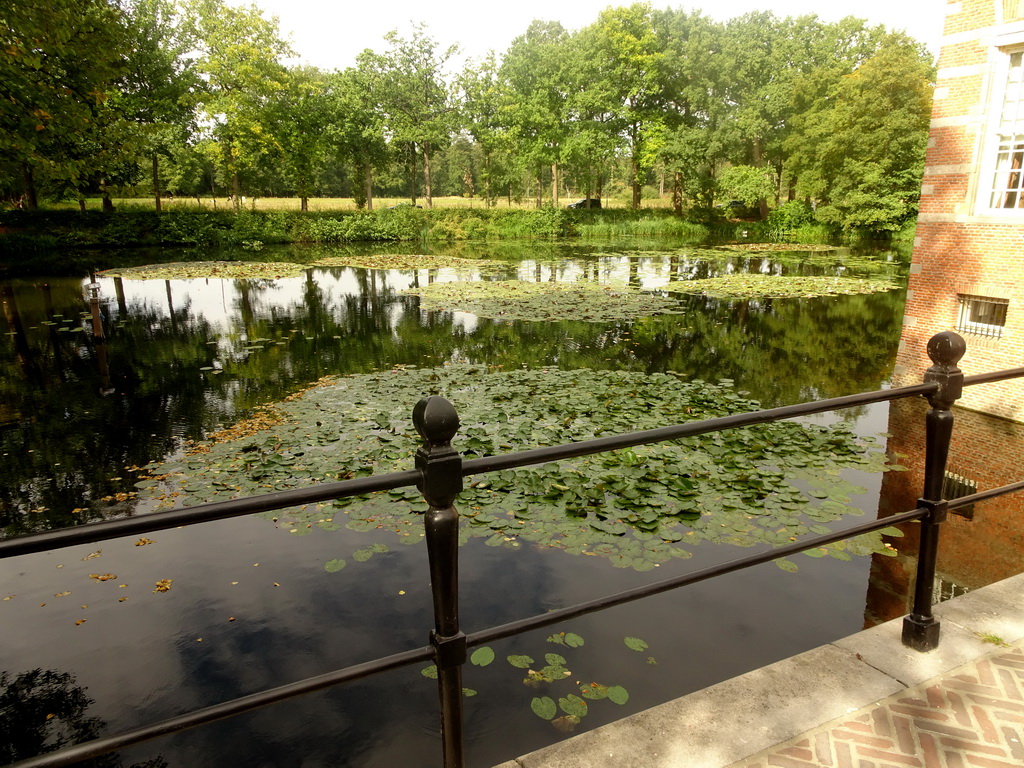 West side of the pond at Bouvigne Castle, viewed from the bridge