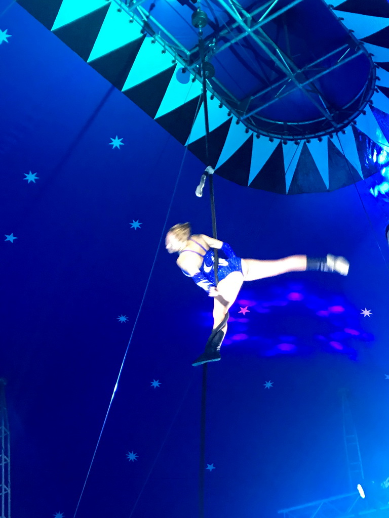 Acrobat at Circus Barones, during the show