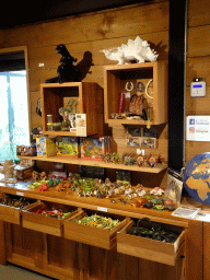 Souvenirs in the shop at the lower floor of the Reptielenhuis De Aarde zoo