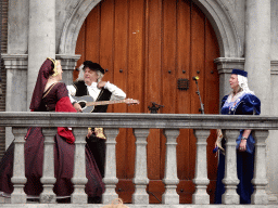 Actors at the front of the City Hall at the Grote Markt Square, during the Nassaudag