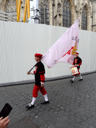 Flag bearers at the north side of the Grote Markt Square, during the Nassaudag