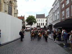 Musicians, knights and horses at the north side of the Grote Markt Square, during the Nassaudag