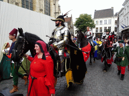 Knights, horses and other actors at the north side of the Grote Markt Square, during the Nassaudag