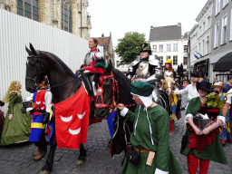 Knights, horses and other actors at the north side of the Grote Markt Square, during the Nassaudag