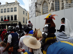 Knights, horses and other actors at the north side of the Grote Markt Square, during the Nassaudag