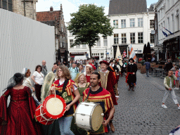 Musicians, flag bearers and other actors at the north side of the Grote Markt Square, during the Nassaudag