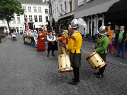 Musicians, flag bearers and other actors at the north side of the Grote Markt Square, during the Nassaudag