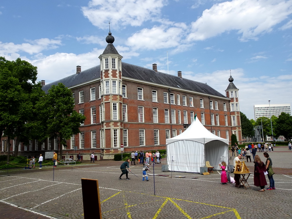 Parade square and southeast side of the Main Building of Breda Castle, during the Nassaudag