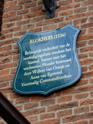 Information on the Blokhuis building of Breda Castle, during the Nassaudag