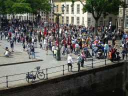 Flag bearers, knights, horses and other actors at the Kasteelplein square, viewed from the southwest room at the Blokhuis building of Breda Castle, during the Nassaudag