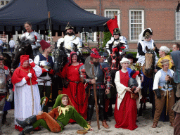 Jester, knights, horses and other actors at the Parade square in front of the Main Building of Breda Castle, during the Nassaudag