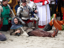 Jester, knight and other actors at the Parade square of Breda Castle, during the Nassaudag