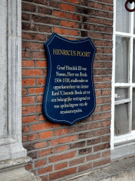 Explanation on the Henricus Gate at the east side of the Main Building of Breda Castle